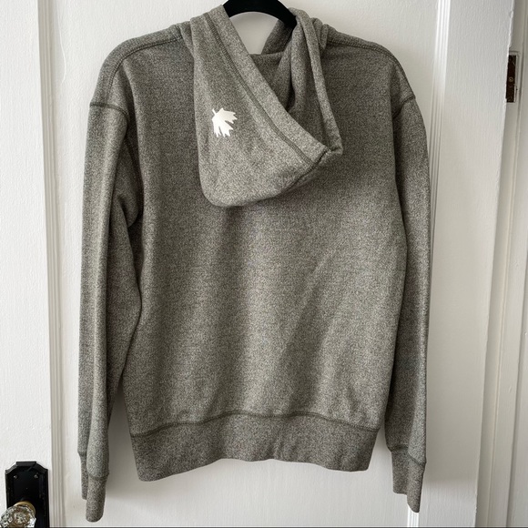 Roots 1/4 Zip Hooded Sweatshirt in Salt & Pepper Green - Picture 4 of 7